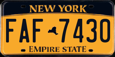 NY license plate FAF7430