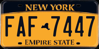 NY license plate FAF7447