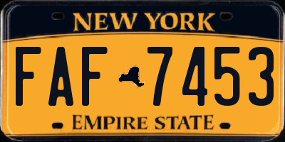 NY license plate FAF7453