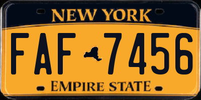 NY license plate FAF7456