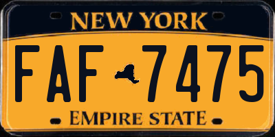 NY license plate FAF7475