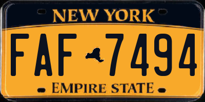 NY license plate FAF7494