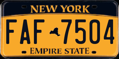 NY license plate FAF7504