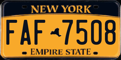 NY license plate FAF7508