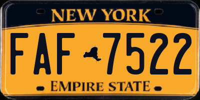 NY license plate FAF7522