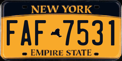 NY license plate FAF7531