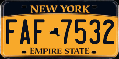 NY license plate FAF7532