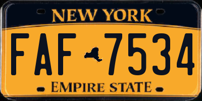 NY license plate FAF7534