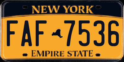 NY license plate FAF7536