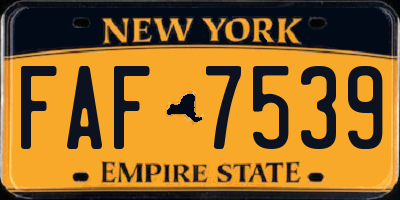 NY license plate FAF7539