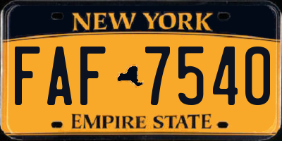 NY license plate FAF7540