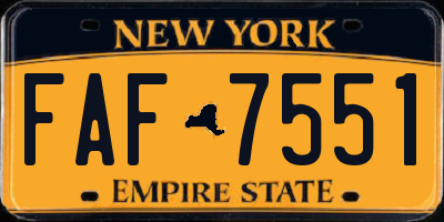 NY license plate FAF7551