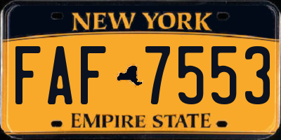 NY license plate FAF7553