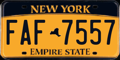 NY license plate FAF7557