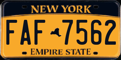 NY license plate FAF7562