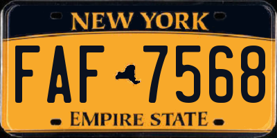 NY license plate FAF7568