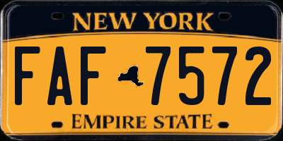 NY license plate FAF7572