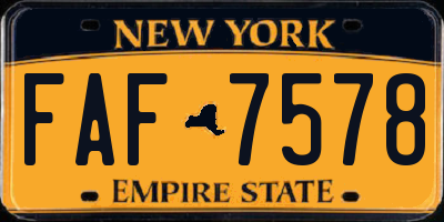 NY license plate FAF7578