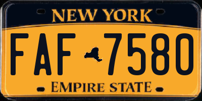 NY license plate FAF7580