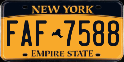 NY license plate FAF7588