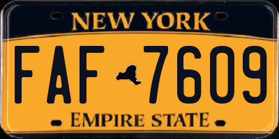 NY license plate FAF7609