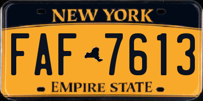 NY license plate FAF7613