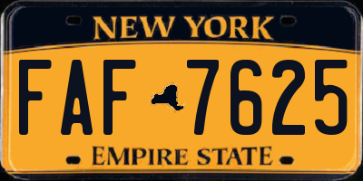 NY license plate FAF7625