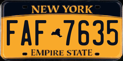 NY license plate FAF7635