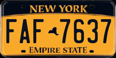 NY license plate FAF7637