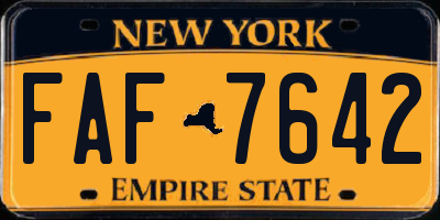 NY license plate FAF7642