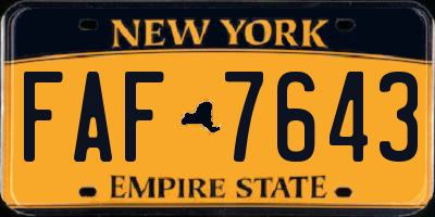 NY license plate FAF7643