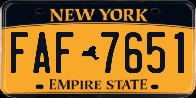 NY license plate FAF7651