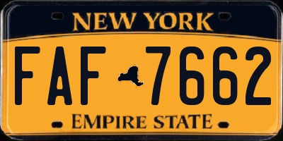 NY license plate FAF7662