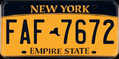 NY license plate FAF7672
