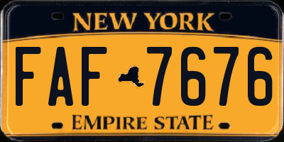 NY license plate FAF7676