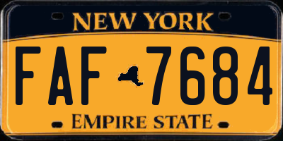 NY license plate FAF7684