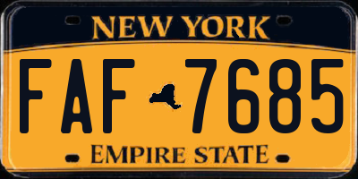 NY license plate FAF7685