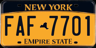 NY license plate FAF7701