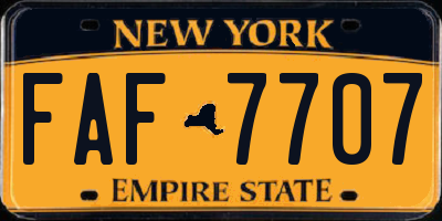 NY license plate FAF7707