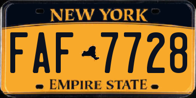 NY license plate FAF7728