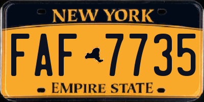 NY license plate FAF7735