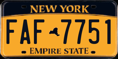 NY license plate FAF7751