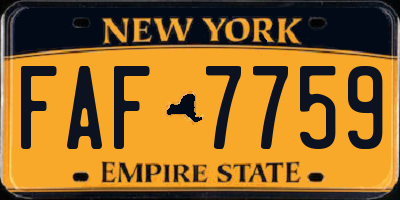 NY license plate FAF7759