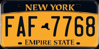 NY license plate FAF7768