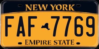 NY license plate FAF7769