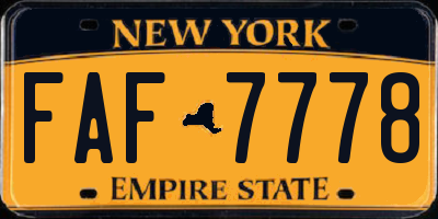NY license plate FAF7778