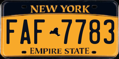 NY license plate FAF7783