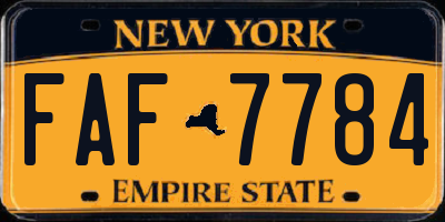 NY license plate FAF7784