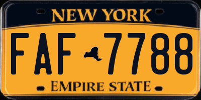 NY license plate FAF7788
