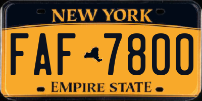 NY license plate FAF7800